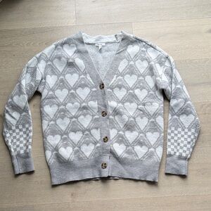 Maurices Gray and White Heart Cardigan